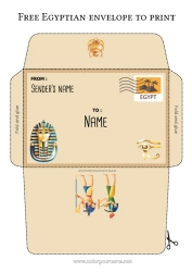 Colouring to customise Envelope Egypt Country Print envelope Mischievous Elf's Journey Envelope for the Christmas Trickster Elf's Mail Pharaoh History