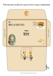 Desenho grátis Envelope Egito Envelope para imprimir Viagem do Elfo de Natal Envelope para correspondência do elfo de Natal Faraó História