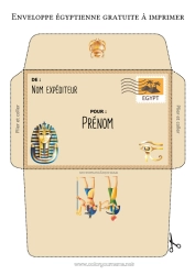 Coloriage à personnaliser Enveloppe Égypte Enveloppe à imprimer Voyage de l'elfe de Noël Enveloppe pour courrier du lutin de Noël Pharaon Histoire