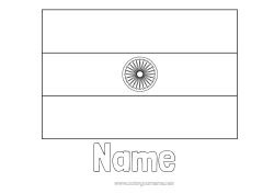 Colouring to customise Geography Flag Country India