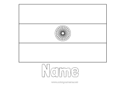 Coloring to customize Geography Flag Country India