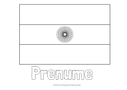 Pagină de colorat personalizată Geografie Steag Țară India
