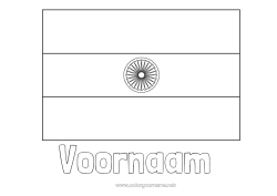Kleurplaat aanpassen Geografie Vlag Land India