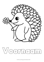 Gratis kleurplaat Bloemen Egel Dier Eenvoudige kleurplaten Bosdieren