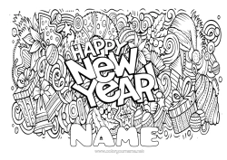Free colouring Happy New Year