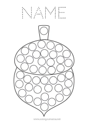 Free coloring Autumn Children's activities Dot markers Easy coloring pages Acorn