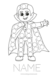 Colouring to customise Vampire Halloween Children's Activities Carnival Spot Markers Easy Colouring Pages