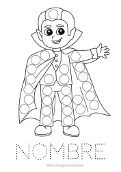 Colorear para personalizar Vampiro Halloween Actividades para niños Carnaval Marcadores de puntos Dibujos fáciles para colorear