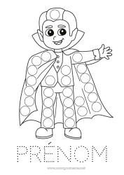 Coloriage gratuit Vampire Halloween Activités enfants Carnaval Marqueurs à points Coloriages faciles