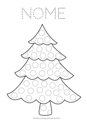 Desenho grátis Atividades para Crianças Árvore Marcadores de Pontos Desenhos para colorir fáceis Árvore de Natal