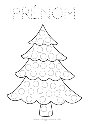 Coloriage gratuit Activités enfants Arbre Marqueurs à points Coloriages faciles Sapin