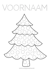 Gratis kleurplaat Activiteiten voor Kinderen Boom Puntmarkers Eenvoudige kleurplaten Kerstboom