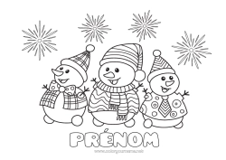 Dessin gratuit Hiver Bonhomme de neige Bonne année