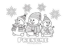 Pagină de colorat personalizată Iarna Om de zăpadă La mulți ani!