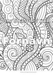 Gratis fargelegging Blader Dekorert navn Zentangle Grønn plante Dekorativ bakgrunn Spiral