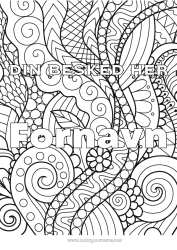 Gratis farvelægning Blade Dekoreret navn Zentangle Grøn plante Dekorativ baggrund Spiral