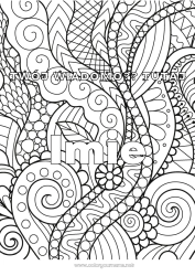 Kolorowanka do personalizacji Liście Nazwisko odznaczone Zentangle Roślina zielona Tło dekoracyjne Spirala