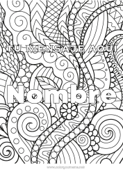 Colorear gratis Hojas Nombre decorado Zentangle Planta verde Fondo decorativo Espiral