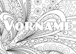 Kostenlose Malvorlage Dekorierter Name Komplexe Ausmalbilder Zentangle Dekorativer Hintergrund