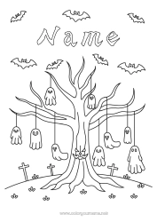 Free drawing Ghost Halloween Tree Scary