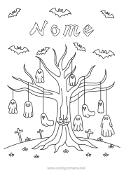 Disegno gratuito Fantasma Halloween Albero Spaventoso