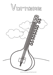 Kostenlose Malvorlage Musik Musikfest Gitarre Musikinstrumente Indien