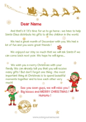 Free colouring Christmas Elves Letters from Mischievous Elves Departure letter, goodbye elf