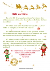 Kostenlose Malvorlage Weihnachtself Elfenstreiche-Briefe Elf Abschiedsbrief