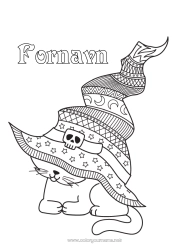 Gratis tegning Katt Halloween Dyr Hatt Zentangle Hunder og katter