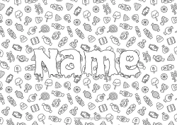Free colouring Sweets Halloween Decorated name Treats, sweets Pacifier Decorative background