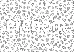 Coloriage gratuit Bonbons Halloween Nom décoré Gourmandises, sucreries Sucette Fond décoratif