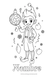 Colorear gratis Elfos de navidad Bolas de Navidad Dibujos de Elfos para colorear