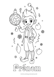 Coloriage gratuit Lutins de Noël Boule de Noël Coloriages lutins