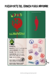 Colorear para personalizar Viaje del duende navideño Grinch Pasaporte de duende Pasaporte del Grinch