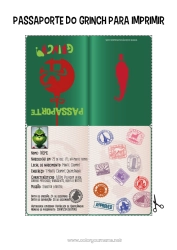 Desenho grátis Viagem do Elfo de Natal Grinch Passaporte do duende Passaporte do Grinch