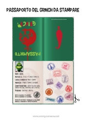 Colorazione gratuita Viaggio dell'elfo di Natale Grinch Passaporto di Elfo Passaporto del Grinch
