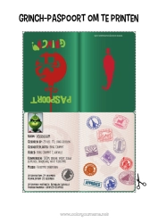 Gratis kleurplaat Kerstelfreis Grinch Elfenpaspoort Grinch Paspoort