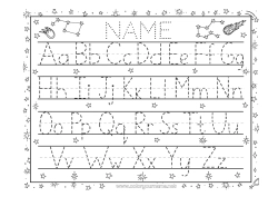 Free drawing Children's activities Connect the dots Alphabet Planets and solar system Stars Astronomy Alphabet letter