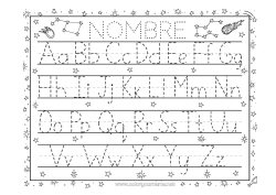 Colorear para personalizar Actividades para niños Une los puntos Alfabeto Planetas y sistema solar Estrellas Astronomía Letra del alfabeto