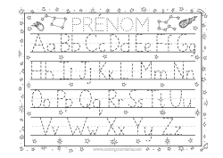 Coloriage à personnaliser Activités enfants Points à relier Alphabet Planètes et système solaire Étoiles Astronomie Lettre de l'alphabet