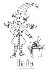 Kolorowanka za darmo Prezenty Świąteczne skrzaty Boże Narodzenie