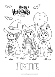 Kolorowanka za darmo Przebranie Cukierek albo psikus? Słodki Halloween Jack O'Lantern Dziecko Kapelusz Napis 'halloween'