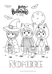 Colorear gratis Disfraz Truco o trato Lindo Halloween Jack O'Lantern Niño Sombrero Inscripción 
