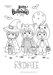 Desenho grátis Fantasia Doce ou travessura? Fofo Halloween Jack O'Lantern Criança Chapéu Inscrição 