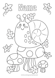 Colouring to customise Autumn Animal Leaves Mushroom Snail