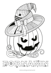 Färgläggningssida att anpassa Pumpa Jack O'Lantern Hatt Zentangle