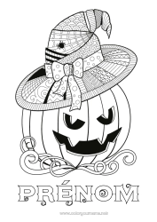 Dessin gratuit Citrouille Jack O'Lantern Chapeau Zentangle