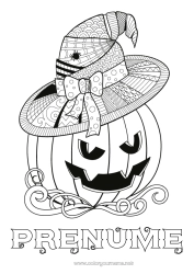 Pagină de colorat personalizată Dovleac Jack cu lampa Pălărie Zentangle