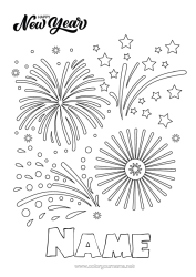 Free colouring Happy New Year Firework