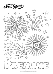 Desen liber de colorat La mulți ani! Foc de artificii Mesaj 